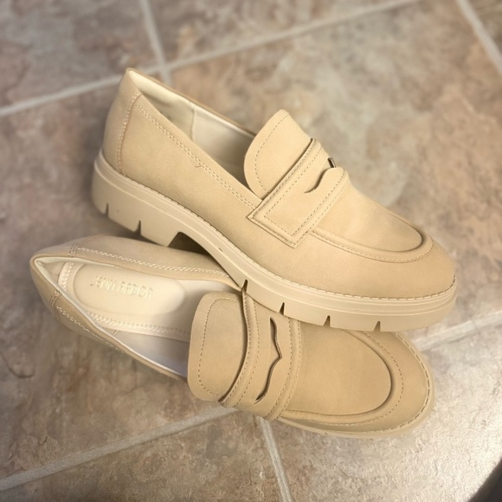 Jenn Ardor Beige Brown Tan Luxury Preppy Chunky Penny Loafers Lug Sole Size 11 - Picture 2 of 8